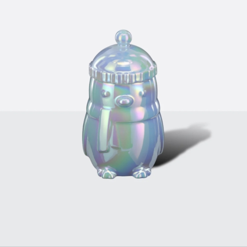 Starbucks Iridescent Blue Ceramic 14oz Penguin Mug BNWT